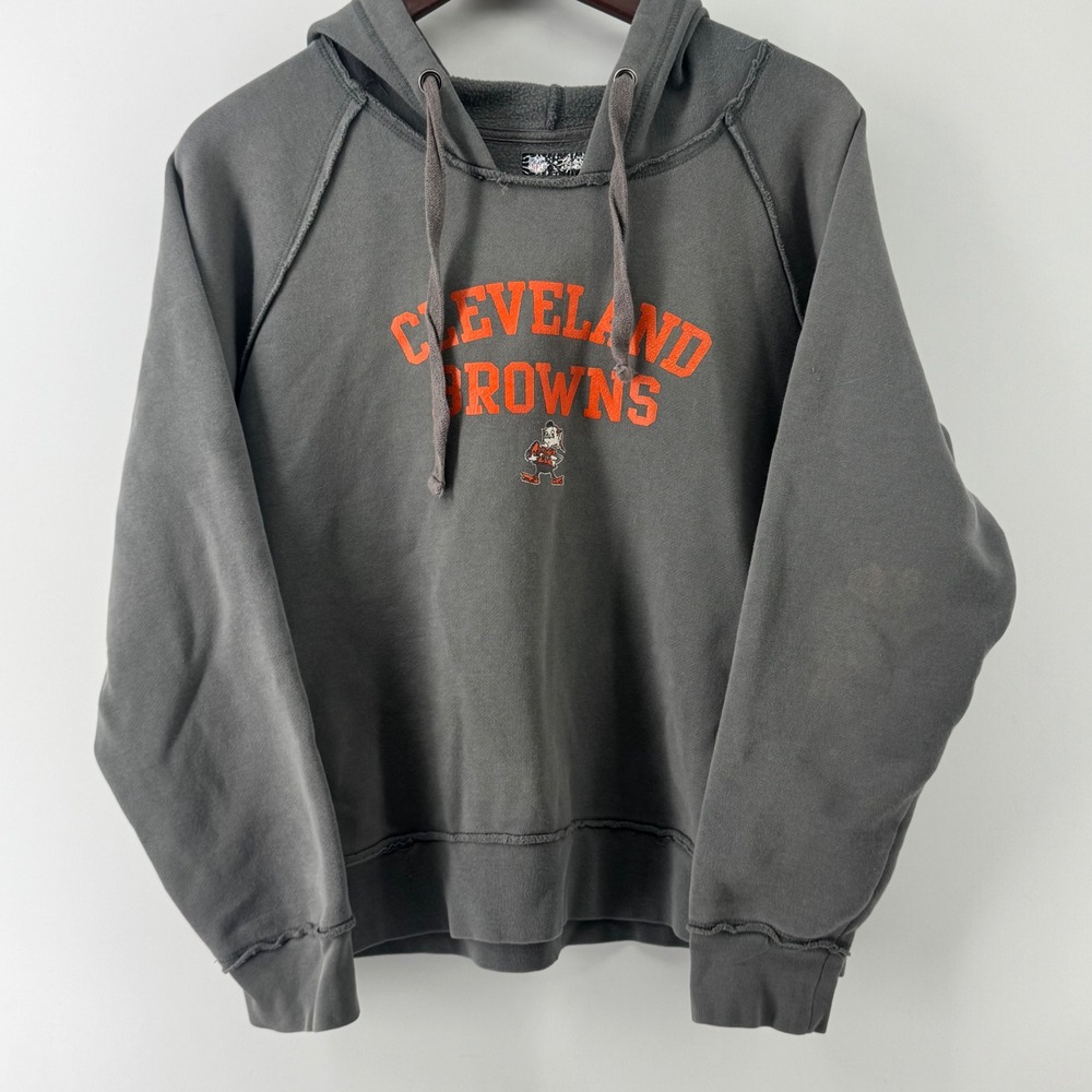 NFL Team Apparel Cleveland Browns Brownie the Elf Hoodie Gray Medium